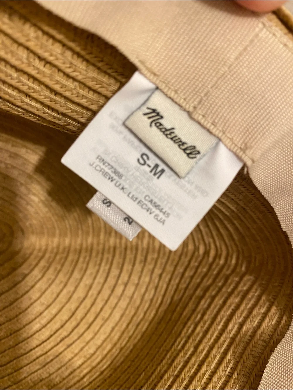 Madewell Tan Wide-Brim Straw Sun Hat. Size S/M
